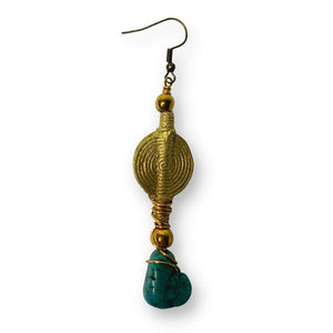 African Brass & Turquoise Earrings